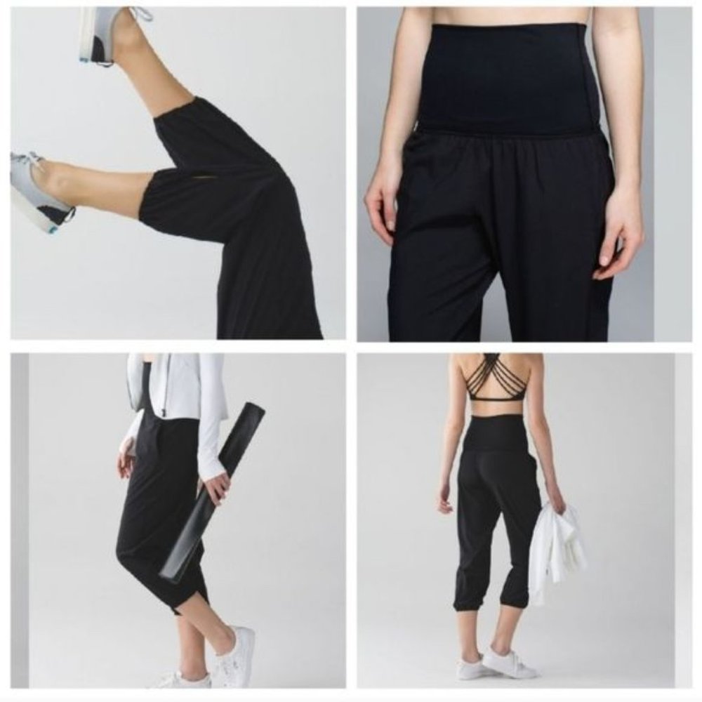 NWT Lululemon Om Pants Black High Waist / Foldover Waist ~ 4 ~ Luxtreme